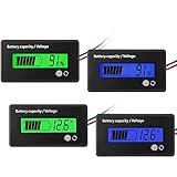 2 Stücke DC 12V 24V 36V 48V 72V Batterie Messgerät mit Alarm, Batterie Kapazität Monitor Gauge Indikator Blei-Säure und Lithium Ion Batterie Indikator (Grün und Blau)