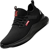 SUADEX Arbeitsschuhe Sicherheitsschuhe Herren Damen Leicht Atmungsaktiv Stahlkappenschuhe Unisex Sneaker mit Stahlkappe Schwarz 42EU