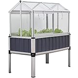 TTL Garden „Superior“ Alu Hochbeet mit Frühbeet Aufsatz - 128x114x60cm großes hochwertiges Aluminium Hochbeet mit Gewächshaus Abdeckung mehrteilige Türen & Dach aus durchsichtigem Polycarbonat