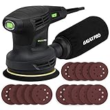 GALAX PRO Exzenterschleifer, 280W 13000 OPM Zufalls-Orbitalschleifer mit 6 variablen Geschwindigkeiten und 15 Stückchen Schmirgelpapier 125mm, mit Staubabsaugung zum Schleifen und Polieren