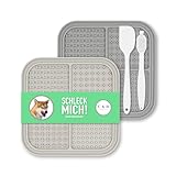 CKB Leckmatte für Hund und Katze - [KEIN SCHLINGEN & WIRKT BERUHIGEND] - 2 Schleckmatten mit Spatel und Bürste - Intelligenzspielzeug - edles Design - BPA frei - perfektes Zubehör für Vierbeiner