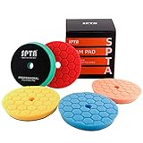 SPTA 5tlg 125 mm hinten / 150 mm vorne Hex-Logik Polierschwämme Wachs Schwämme Auto Polierschwamm Polierpad Polieren Pad Schwamm Polierschaum Set für 125mm Exzenter Poliermaschine Schleifmaschine