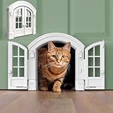 Purrfect Portal French Cat Door - Stylish No-Flap Cat Door Interior Door for Average-Sized Cats Up to 20 lbs, Easy DIY Setup, Secured Installation in Minutes, No Training Needed, 7.13 x 8.32”