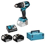 Makita DHP484RTJ Akku-Schlagschrauber 18V / 5,0Ah, 2 Akkus, Ladegerät im MAKPAC, 450 W, 18 V, Blau, Silber