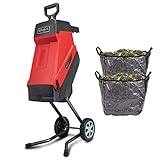 Scheppach GS55 Elektro Gartenhäcksler 2in1 Häcksler mit Fahrvorrichtung | 2400W Leistung | Schnittstärke 45mm | 45L Fangsack | 2 Messer | Selbsteinzug | inkl. 2X Fangsack & Nachstopfer