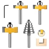 3 Stück Planfräser 8mm Schaft, Fräser für Oberfräse, Fräser für Oberfräse 8mm Schaft, Oberfräse Fräser Set mit 6 Einstellbaren Lagern, Nut und Feder Fräser für die Holzbearbeitung