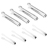 8 Stück Edelstahl Zuckerzange, Eiszange Set Süßigkeiten Zange Zucker Clip Servierzange Salatzange Gebäckzange 9cm/11cm für Hochzeit Party Bar Büfett Grill Picknick (silber)