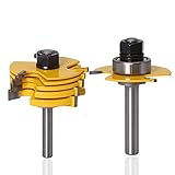 Mesee 6 Stück T-Nutfräser-Set, 8mm Schaft Stapelbare Verstellbare Scheibennutfräser, T-Track Slotting Fräser Router Bit Set, Scheibennutfräser Holzschneider Werkzeug für Graviermaschine Trimmmaschine