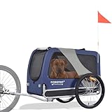 DOGGYHUT® Premium XL Hundefahrradanhänger bis 45 kg Fahrradanhänger für Hunde Hundeanhänger für Fahrrad große Hunde 80103 (BLAU/SCHWARZ)