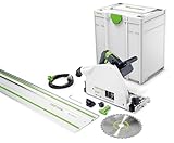 Festool Tauchsäge TS 75 EBQ-Plus-FS (mit Kreissägeblatt WOOD UNIVERSAL, Rückschlagstopp, Splitterschutz, Innensechskantschlüssel, Führungsschiene), im Systainer