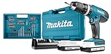 Makita HP457DWE10 Akku- Schlagbohrschrauber-Set inkl. 74tlg. Zubehör