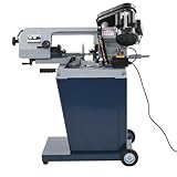 Gecheer Metallbandsäge 230 V mit Solidem Untergestell extra Sägeblatt Bandsäge Säge Metallsäge Sägemaschine Leerlaufdrehzahl des Motors: 1450 U/min,3 Leerlaufdrehzahlen: 23/34/55 m/min