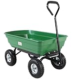 Gardebruk® Bollerwagen mit Kippfunktion 300kg Belastbar 4 Profil Gelände Räder Luftbereift Lenkachse 75L Groß Transportwagen Handwagen Gartenwagen