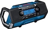 Bosch Professional 18V System Akku Baustellenradio GPB 18V-2 SC (Empfang über DAB+, Bluetooth, FM und AUX, inkl. 1x Netzteil, 1x AUX-Kabel, 1x 3V CR2032 Lithium-Knopfzellen-Batterie)