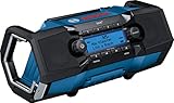 Bosch Professional 18V System Akku Baustellenradio GPB 18V-2 SC (Empfang über DAB+, Bluetooth, FM und AUX, inkl. 1x Netzteil, 1x AUX-Kabel, 1x 3V CR2032 Lithium-Knopfzellen-Batterie)