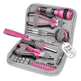 Extol Lady Frauen Werkzeugkoffer klein 23-tlg. in Rosa I Werkzeug-Set Haushalt I Tool-Set mit Taschenlampe, Kombinationszange u.v.m. I 0,9 kg leichtes Werkzeugset Haushalt I Werkzeug Pink