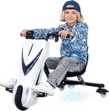 Actionbikes Motors Kinder Elektro Driftscooter 360 Grad - 250 Watt Elektromotor - 3 Geschwindigkeitsstufen - LED-Beleuchtung - Sitz verstellbar - Bluetooth - Drifter - Drift Trike (Weiß Matt)