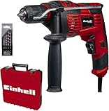 Einhell Schlagbohrmaschinen-Set TC-ID 720/1 E Kit (Bohren/Schlagbohren, 13 mm-Schnellspannbohrfutter, Drehzahl-Elektronik, inkl. 5-tlg. Bohrer-Set für Beton + E-Box Basic)