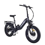 nakxus 20F213 E-Bike Klapprad Pedelec mit 20 Zoll Fat Tire, 250W 80N.m Motor 36V Li-ion Akku für Lange Reichweite, E Bike Damen und Herren, 7-Gang Shimano,Elektrofahrrad für Pendeln und Bergfahren