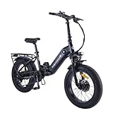 nakxus 20F213 E-Bike Klapprad Pedelec mit 20 Zoll Fat Tire, 250W 80N.m Motor 36V Li-ion Akku für Lange Reichweite, E Bike Damen und Herren, 7-Gang Shimano,Elektrofahrrad für Pendeln und Bergfahren