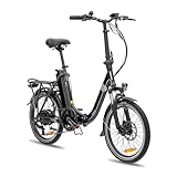 VecoCraft E-Pax e-Bike klapprad, klapprad 20 Zoll, mit herausnehmbarem 36V 13Ah Akku, Reichweite bis zu 55-95km, 250W Heckmotor, 7-Gang e-Bike schwarz