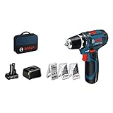 Bosch Professional 12V System Akku Bohrschrauber GSR 12V-15 (inkl. 39 tlg. Zubehörset, 2.0Ah Akku, 4.0Ah Akku, Ladegerät GAL 12V-20, Werkzeugtasche)