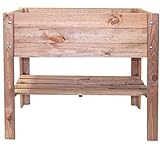 mgc24® Hochbeet - Kiefernholz Dunkelbraun rechteckig, für Garten/Terrasse/Balkon - 80 x 37,6 x 78 cm mit Ablage