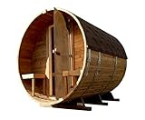 FinnTherm Fass-Sauna Sam, Außensauna, 220 x 240 x 240 cm, DIY Fichtenholz, Ohne Ofen Saunawoods