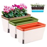 MEYAGOT Selbstbewässernder Blumentopf, 3 Pcs Blumenkasten, Pflanzen Topf, Kräutertopf Selbstbewässernd, Window Box Pflanzgefäße, Balkon Blumenkasten Für Windowsill Garden Balkon Indoor Outdoor