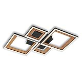 BRILONER Leuchten - Deckenlampe LED, Stufenweise Dimmbar, schwenkbare Deckenleuchte LED, LED Frame, Hinterschnitt, Schwarz-Holz, 530x530x80 mm, 3727-015