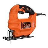 Black+Decker Elektro Kompakt Stichsäge 400W KS501 - Säge für Holz, Metall & Kunststoff mit 0/45° Gehrungsschnitt & verstellbarer Fußplatte