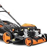 FUXTEC 4in1 Benzin Rasenmäher FX-RM5196PRO mit flexiblem Antrieb, Gartenmäher inkl. Frontstoßstange, 51 cm Schnittbreite, 4-Takt Mäher, kugelgelagerte Big Wheel Räder, 60L Grasfangkorb