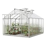 GFP Gewächshaus Orchidee 5 Alu-Rahmen 256 x 317 cm Polycarbonat Platten - mit Fundamentrahmen & automatischem Fensteröffner