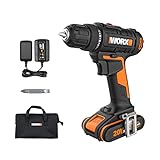 WORX WX100 Akku Bohrschrauber 20V – leistungsstarker Akkuschrauber zum Bohren und Schrauben – 20+1 Drehmomentstufe bis zu 30Nm – variable Drehzahl – LED-Licht – inkl. 2Ah Akku und Ladegerät