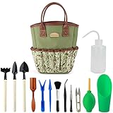 G GOOD GAIN Garten-Sukkulenten-Set mit Organizer-Tasche, Indoor-Mini-Hand-Gartenwerkzeug-Set, 14-teilige Werkzeuge für Bonsai-Pflanzgefäße Miniatur-Feenpflanzpflege.Grün