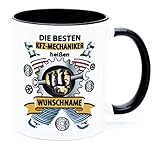 Die besten Kfz Mechaniker heißen Wunschname personalisierte Tasse Becher Schrauber Geschenk Geburtstag Geschenkidee Mechatroniker Werkstatt Zubehör Spruch Mann Auto Automechaniker Meister Prüfung