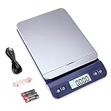 UNIWEIGH digital Postwaage 39kg/86lb, Briefwaage, Paketwaage, Plattformwaage, Küchenwaage, Grammwaage, Postal Scale mit Hold-Tara-Funktion für Büro, Haus,Lager, Markt, USB-Kabel, Maßband (Blau)