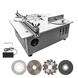 ZALASUNG Kleine Tischkreissäge mit 4 Klingen,Tischkreissägen Tragbare Präzisions Table Saw-0,1-15mm Höhenverstellbarer/7 Gang/Winkelanschlag 0-90°/Mini Tischkreissäge für DIY-Holzbearbeitungsprojekte