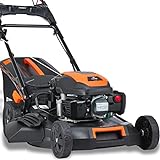 FUXTEC 4in1 Benzin Rasenmäher FX-RM5170eS mit E-Start, Gartenmäher inkl. Seitenauswurf-Funktion, 51 cm Schnittbreite, 4-Takt mit Hinterradantrieb, kugelgelagerte Big Wheel Räder, 60L Grasfangkorb