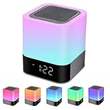 Bluetooth Lautsprecher mit Licht Nachttischlampe Touch Dimmbar Wecker RGB Farbwechsel LED Tragbarer Bluetooth Lautsprecher Tischlampe Geschenke für Mädchen Kinder Teenager Jungen Geschenk für Frauen