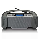 Lenco ODR-159 Dab+ Baustellenradio - Bluetooth 5.0, IP54 FM-Empfänger, wasserdicht - 15 W - RMS-Batterie - mit Ladegerät - AUX-in - USB - 5000 mAh - Grau