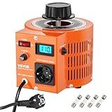 VEVOR 2000VA Stelltransformator mit variabler Spannung, 6,6 Ampere, 230 V Eingang, 0-300 V Ausgang, Wechselspannungsregler, mit LCD-Display, 4 zusätzlichen Sicherungen, für Zuhause, Industrie, Büro