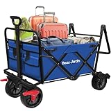 BEAU JARDIN Bollerwagen Faltbarer Handwagen bis 220 KG 150L Fassungsvermögen Leicht Transportwagen mit Bremse Bollerwagen Kinder Gartenanhänger mit Verstellbaren Belastbar Geeignet für Kinder - Blau