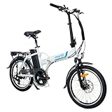 smartEC Camp-20H E-Bike Klapprad 250W Hinterradmotor Li-Ion-Akku 36V/15,6Ah 20 Zoll E-Klapprad E-Faltrad Elektrofahrrad Reichweite 100km bis 25 km/h Modelljahr 2024 (Weiß)