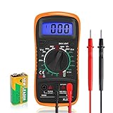 Digital Multimeter Voltmeter Batterietester Spannungsprüfer Durchgangsprüfer Ohm Volt Ampere Messgerät AC/DC Spannung Strom Widerstand Diode Transistor, Großes LCD Anzeige und Hintergrundlicht