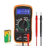 Digital Multimeter Voltmeter Batterietester Spannungsprüfer Durchgangsprüfer Ohm Volt Ampere Messgerät AC/DC Spannung Strom Widerstand Diode Transistor, Großes LCD Anzeige und Hintergrundlicht