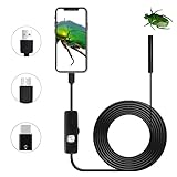 USB Android Endoskop 2,0 Megapixel CMOS HD 2 in 1 wasserdichte Endoskop Inspektionskamera Starre Schlangenkabel für Smartphone Tablet-Gerät EnDoskopkamera Mit Licht Mini Kamera Endoskop Kamera (5m)