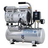 HYUNDAI Silent Kompressor SAC55751 (Druckluftkompressor tragbar klein kompakt leise, ölfrei, Flüsterkompressor, Compressor flüsterleise 59dB, 6L Kessel, 8bar, 550W, Ansaugleistung 93 L/Min)