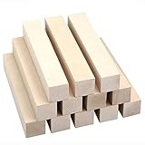 Voarge 12 Pcs Holzblöcke Schnitzholz Set, Unbearbeitetes Holzblock,Naturbelassenes Holz zum Schnitzen für Kinder und Erwachsene（10 * 2.5 * 2.5cm）