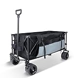 FUNDANGO Faltbarer bollerwagen - bollerwagen luftreifen 4-Rad-Outdoor-Strandwagen Klappbar Einer Tragfähigkeit von 150 kg - für Camping, Garten, Strand